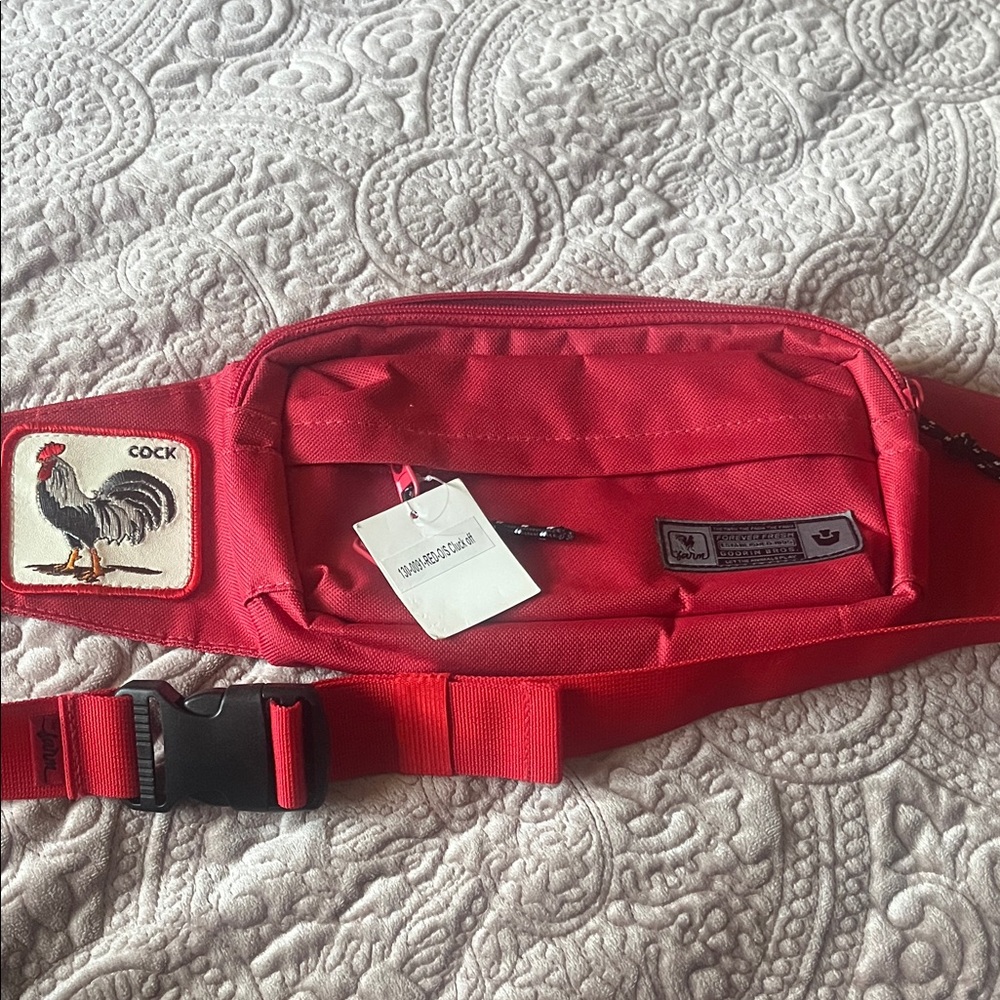New with tag GOORIN bros. Red cluck off sling / fanny bag